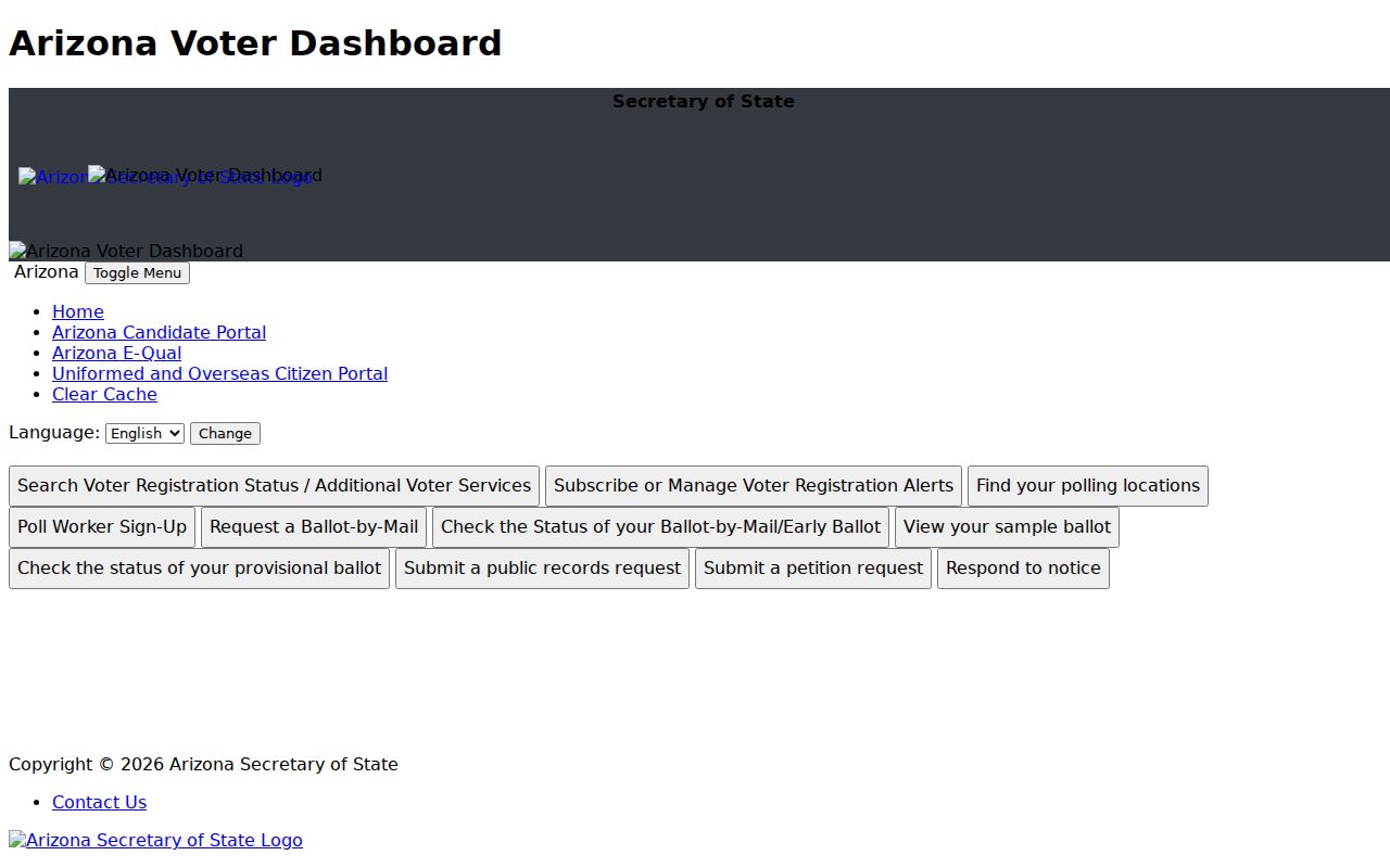 Arizona voter information portal used to verify a Surprise voter