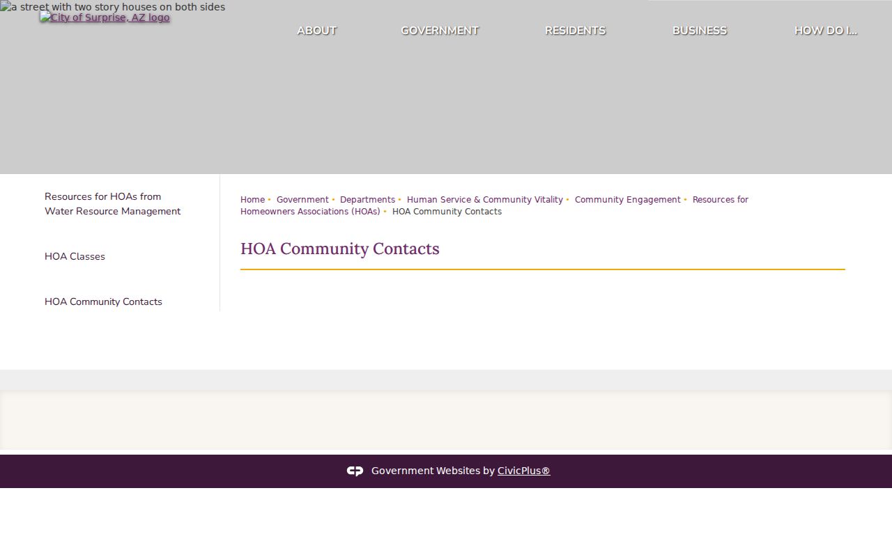Surprise neighbors HOA and community contacts resource