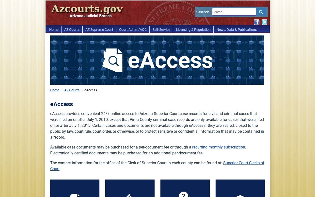 Surprise resident lookup in Arizona Superior Court eAccess