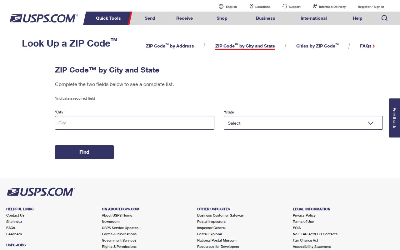 Surprise ZIP code directory USPS lookup form